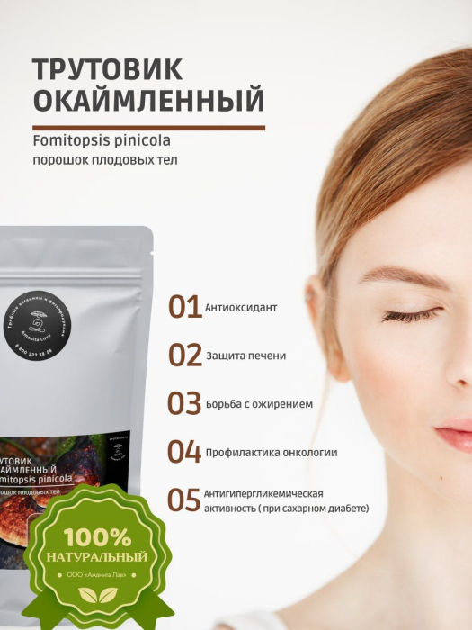 Молотый гриб трутовик окаймленный для чая 100 грамм