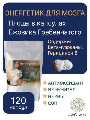 Плоды молотые Ежовика Гребенчатого 120 капсул