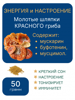 Молотый МУХОМОР КРАСНЫЙ 50 грамм (2025)