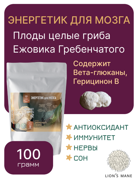 Плоды целые ЕЖОВИКА Гребенчатого 100 грамм